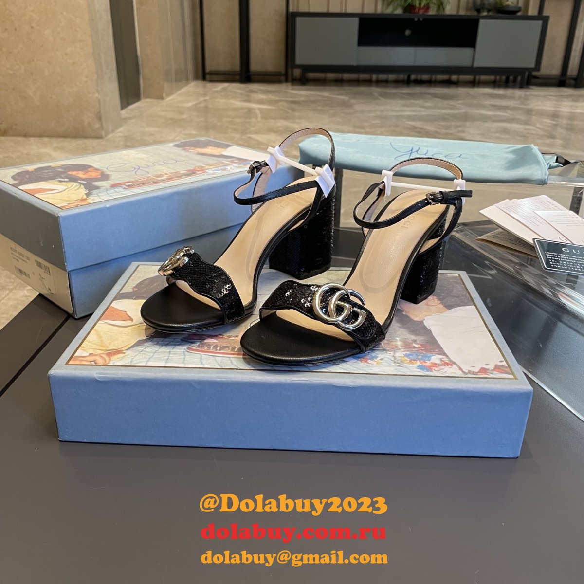 replica G*u*i wholesale classic high heel sandals shoes