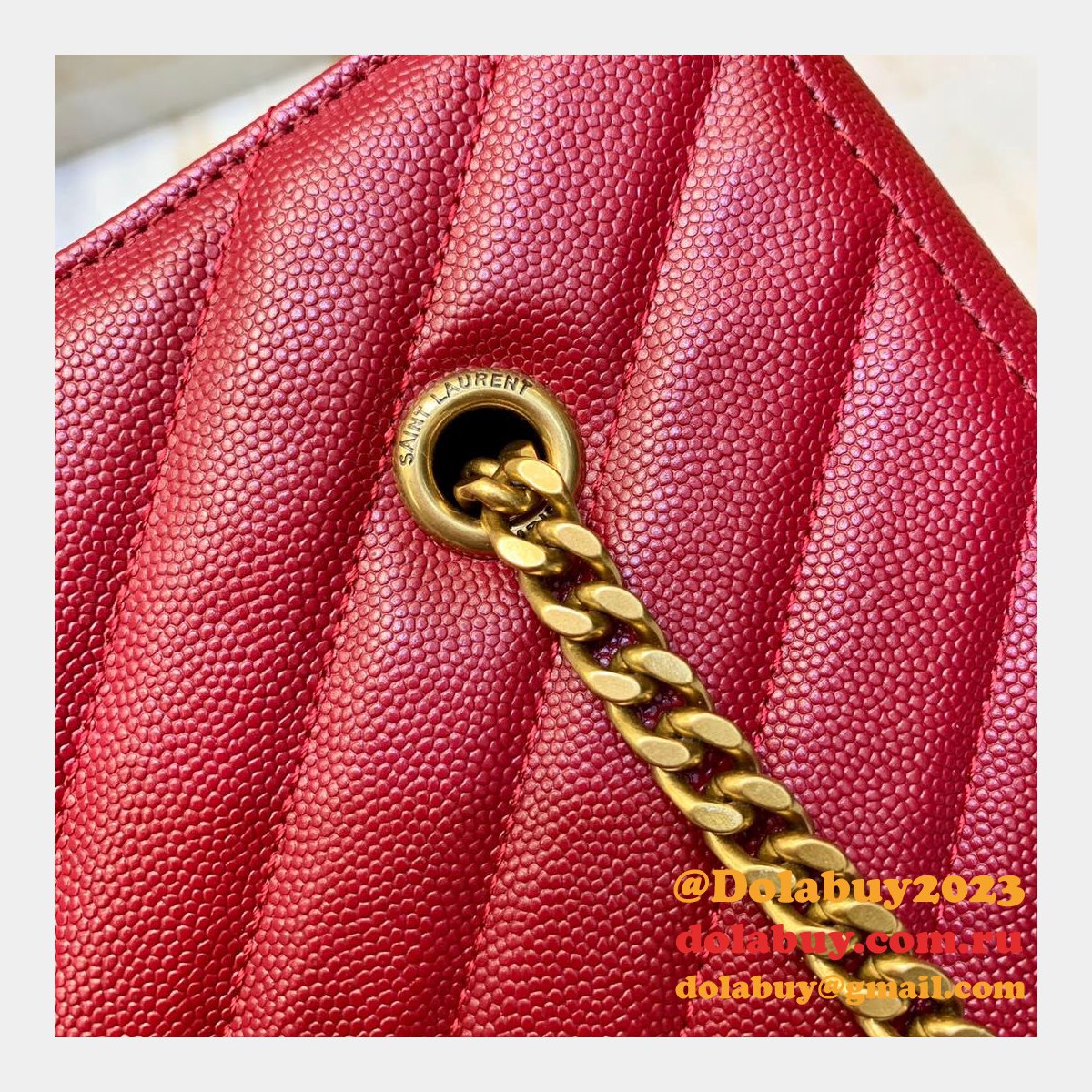 Shop Ysl Replica Saint Laurent Red and Black