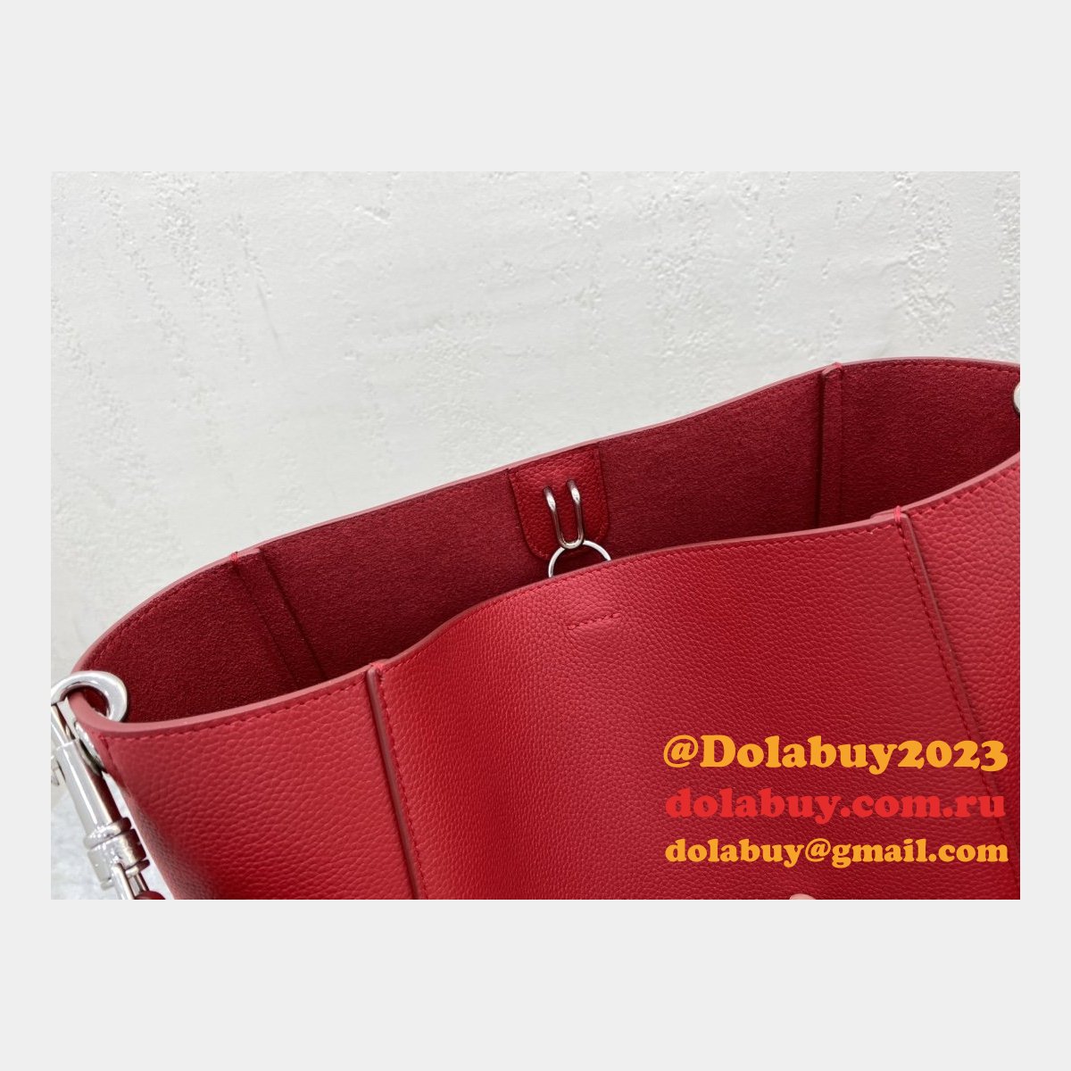 Discount Celine Sangle Seau Bucket Bag Red Calfskin