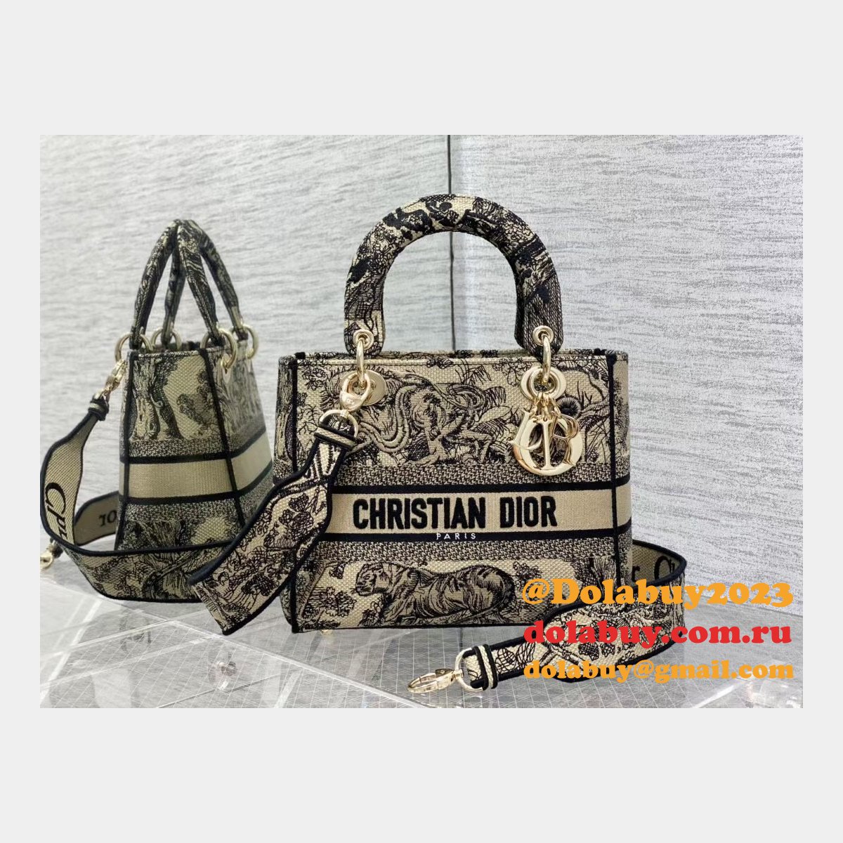 Wholesale Leather Lady Dior 24cm Replica Shoulder Handbag