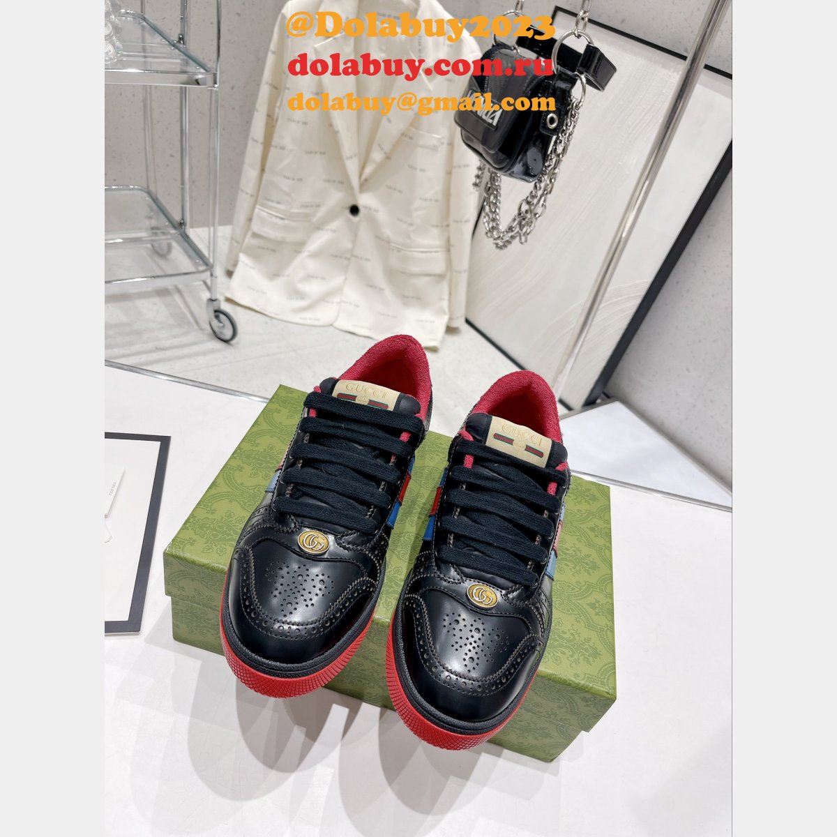 G*u*i dirty embroidery cowhide shoes replica shop