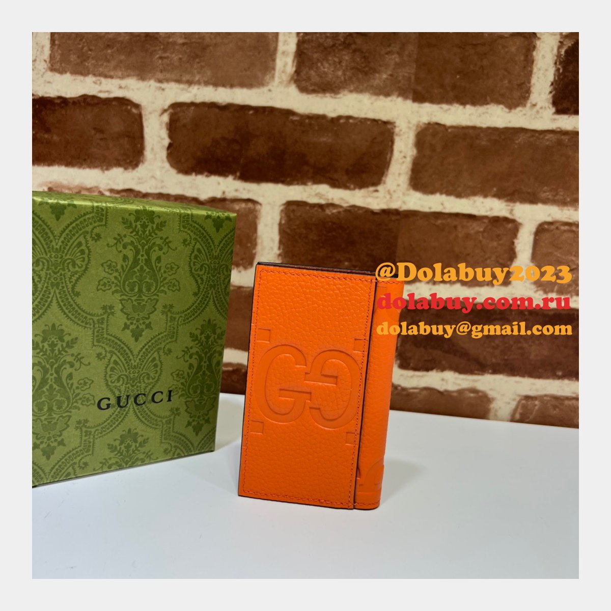 Best Gucci Luxury 739478 Jumbo GG Card Case Wallets