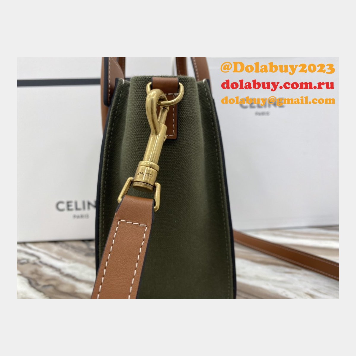 Designer Replica Celine Brown/Green Luggage Bags For Sale