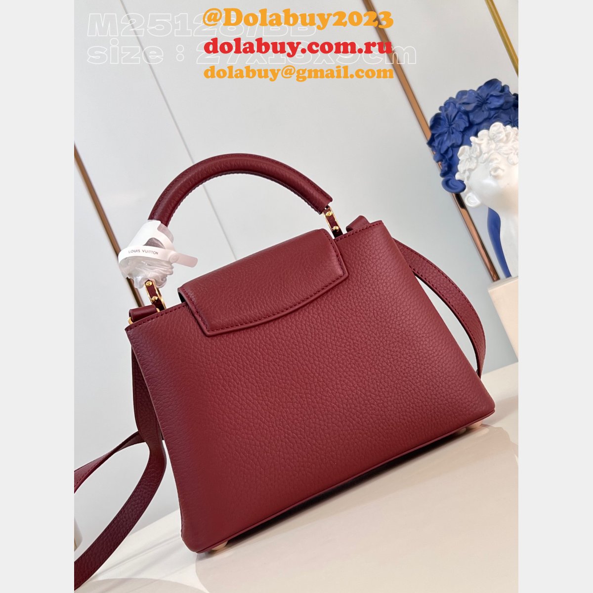 Capucines 1:1 Mirror M25128 Purple-Red Louis Vuitton Fake Handbag