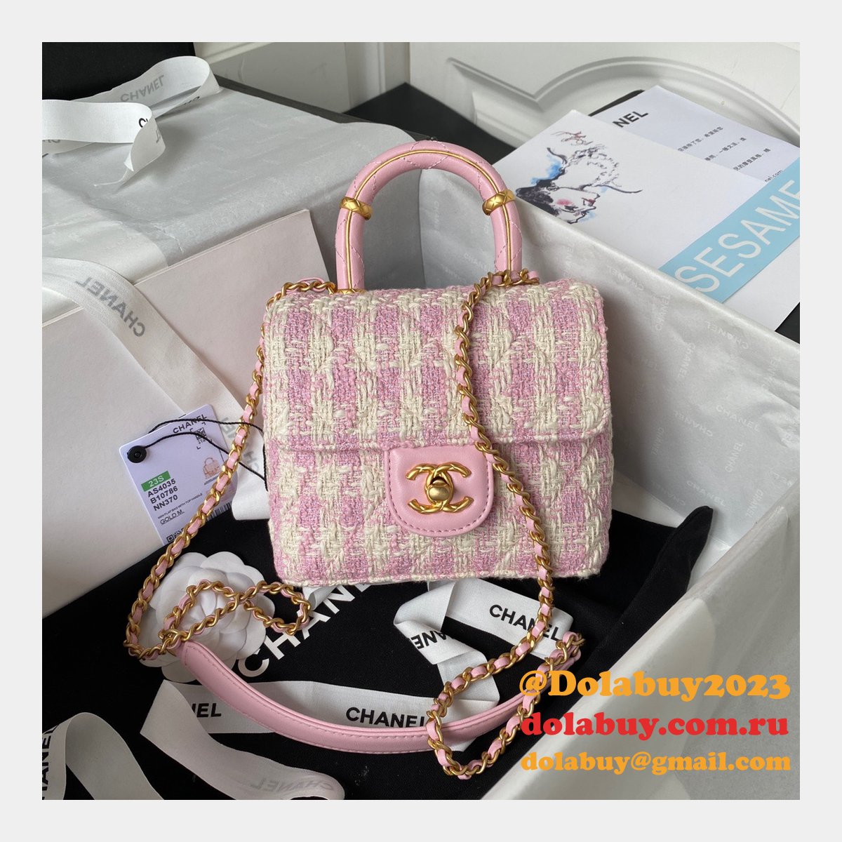 New 1:1 Mirror Flap Bag AS4035 Top Handle Luxury