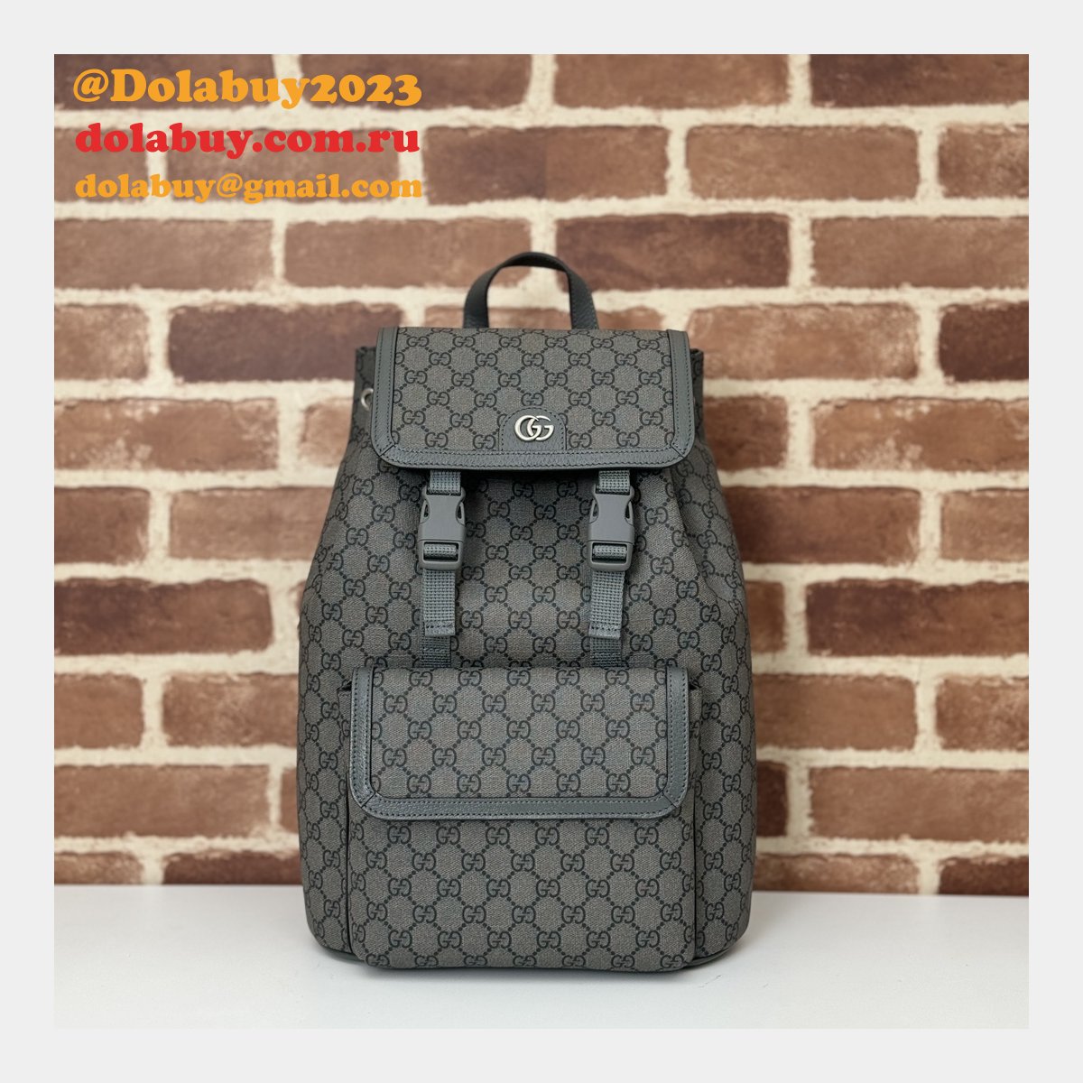 Men Gucci 792114 Ophidia Small GG Backpack Ebony Supreme Copy Bag