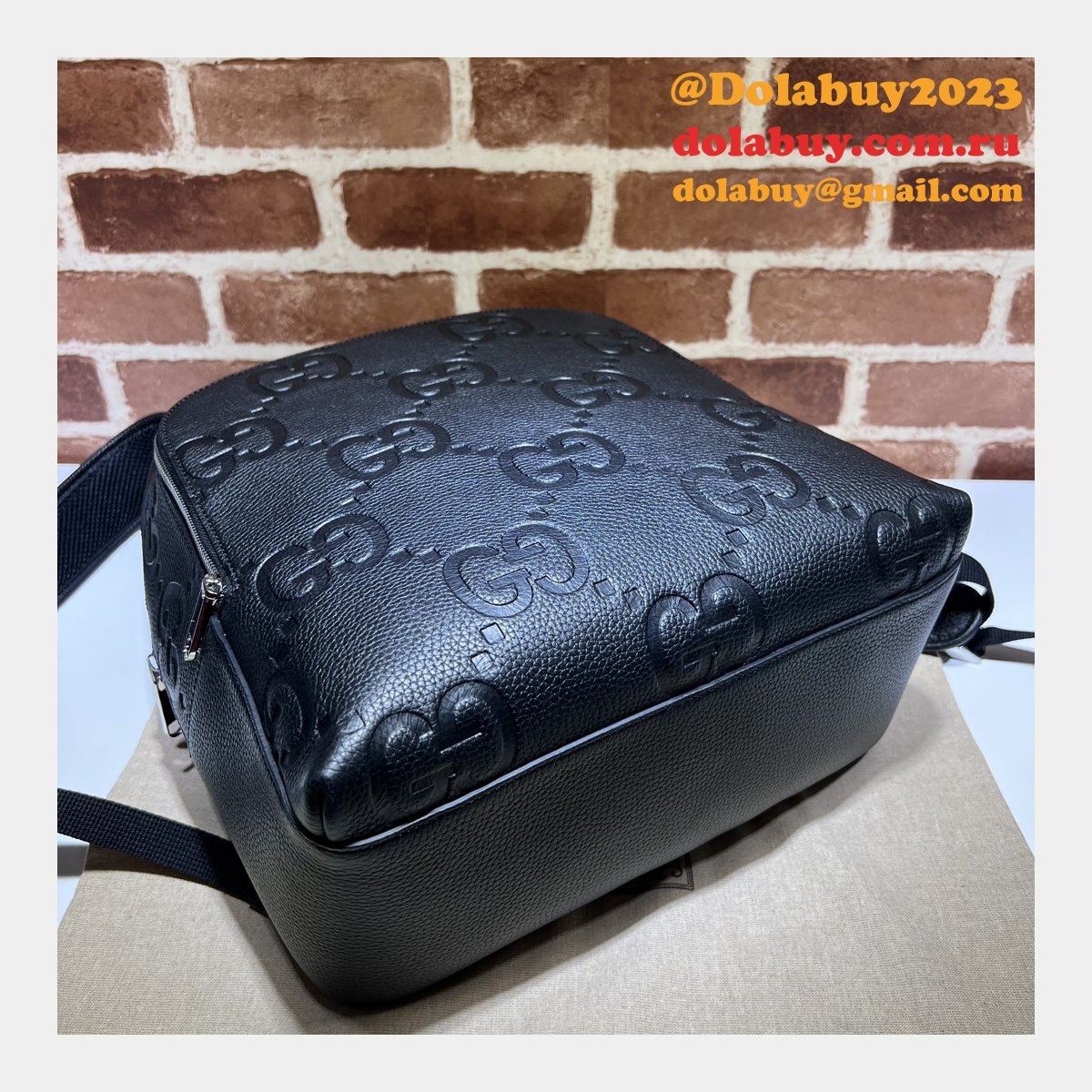 Gucci Black Inspired 766932 Jumbo GG Backpack Fake Top Quality