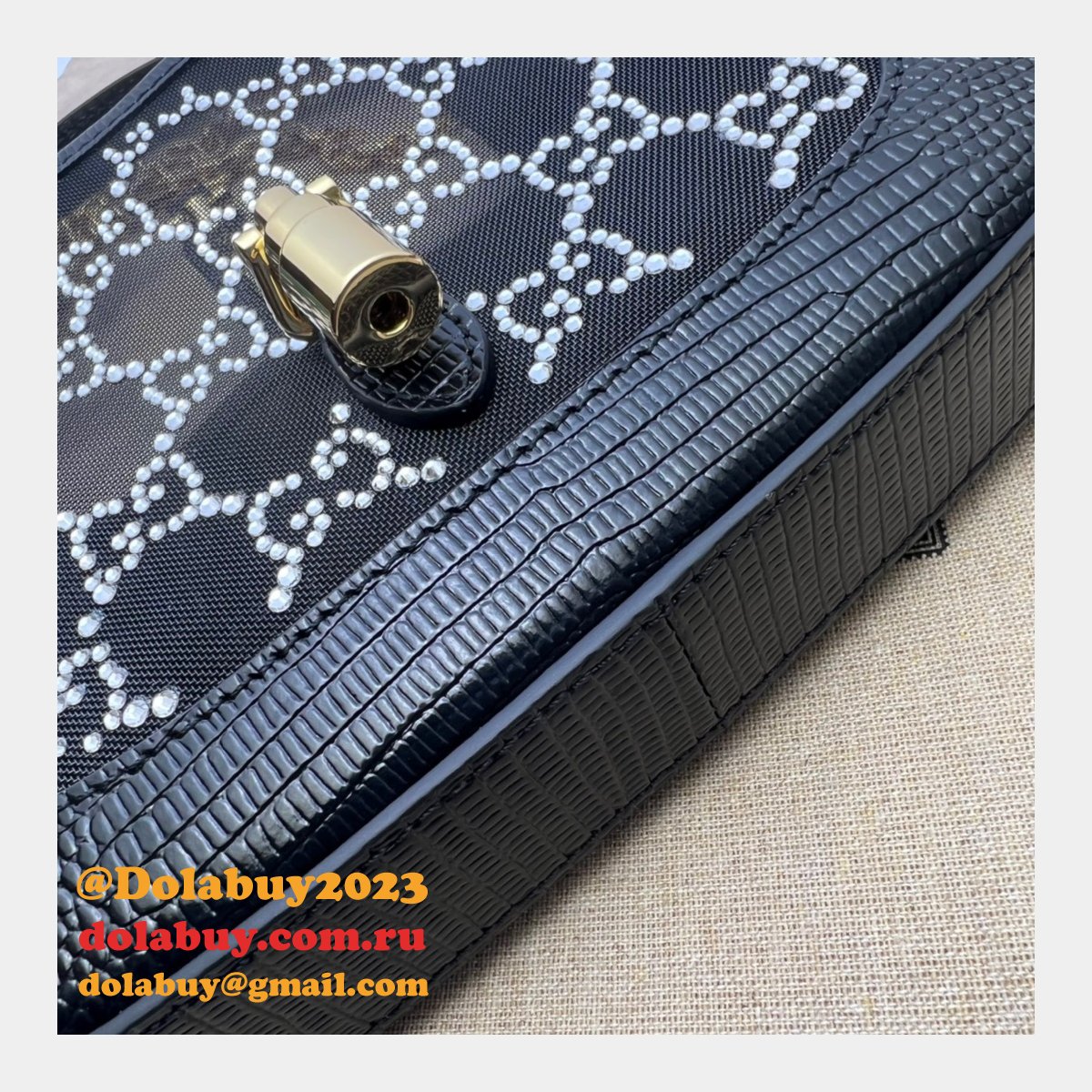 Gucci Luxury Designer Replica Jackie 1961 Crystal GG 677027 Bag