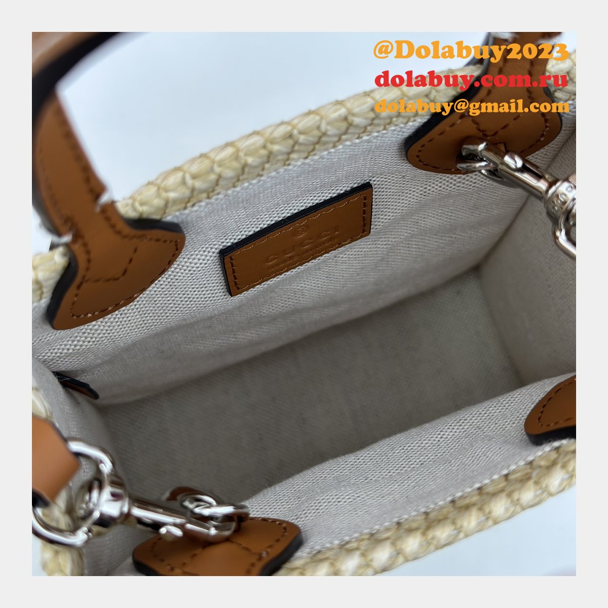 Gucci Fake Super Crossbody Straw-effect 780083 Top Bag