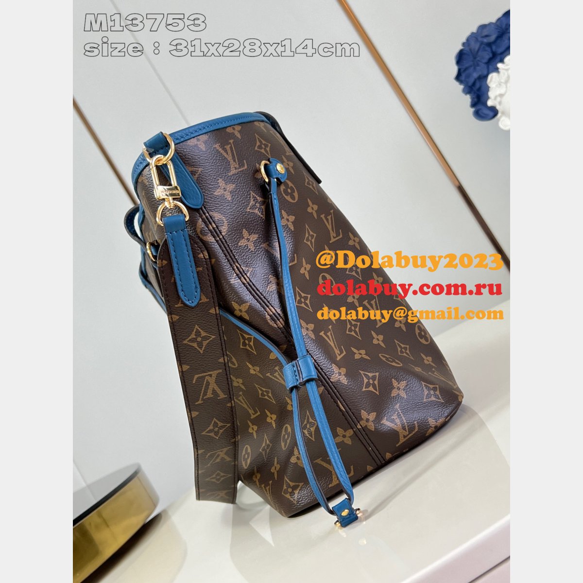 Louis Vuitton Knockoff M13753 Neverfull Bandouliére Blue Bag