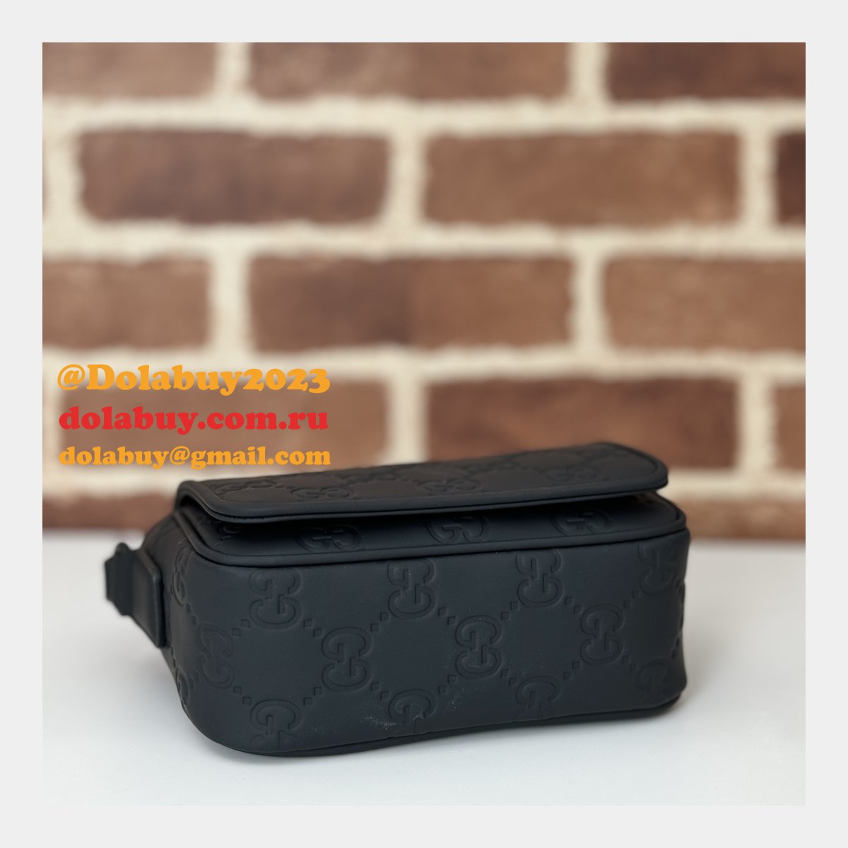 Designer Gucci GG Rubber-effect Super 794062 Black Knockoff Bag