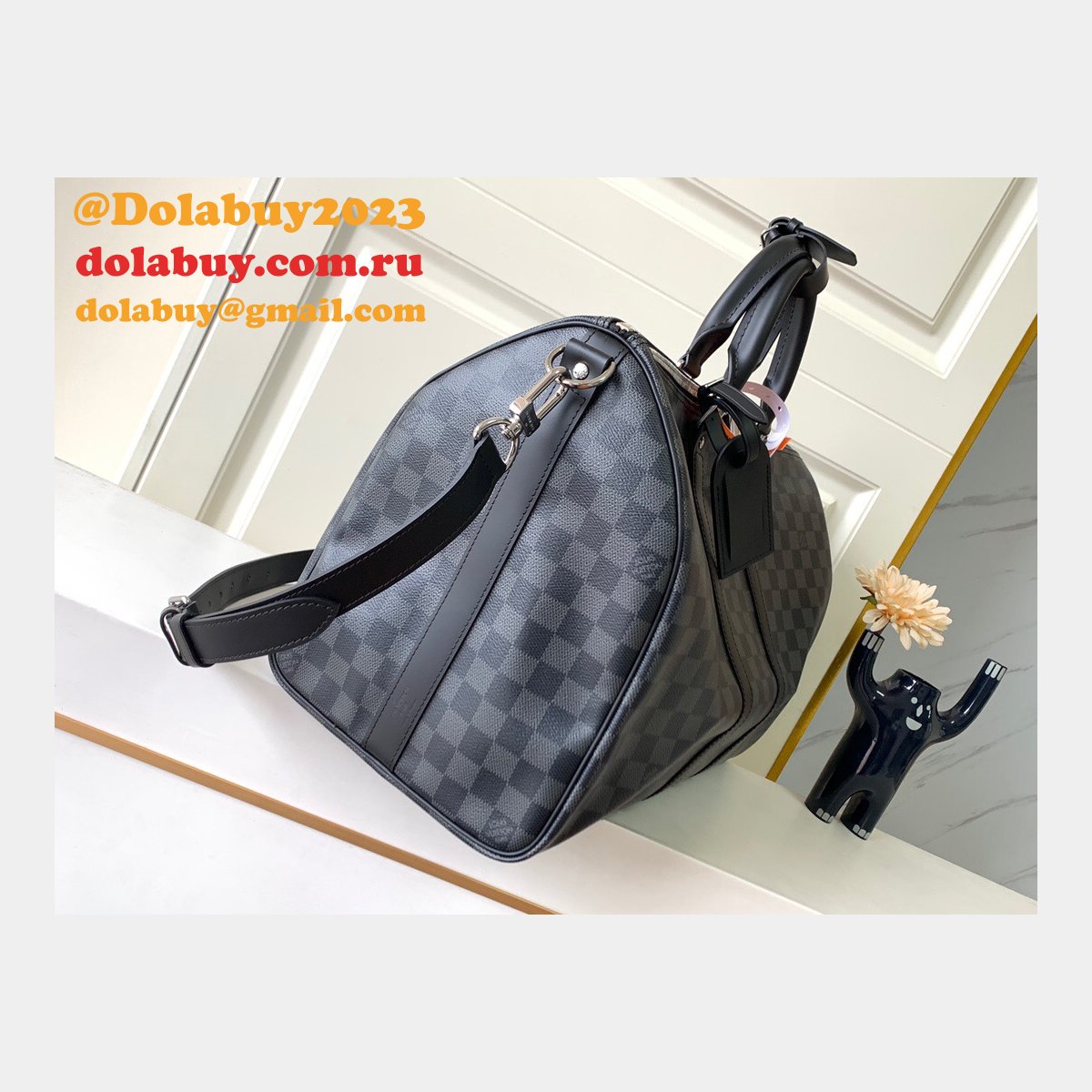 LV Keepall Replica Keepall Bandouliere N41418/N41416/N41413 Damier Graphite Canvas