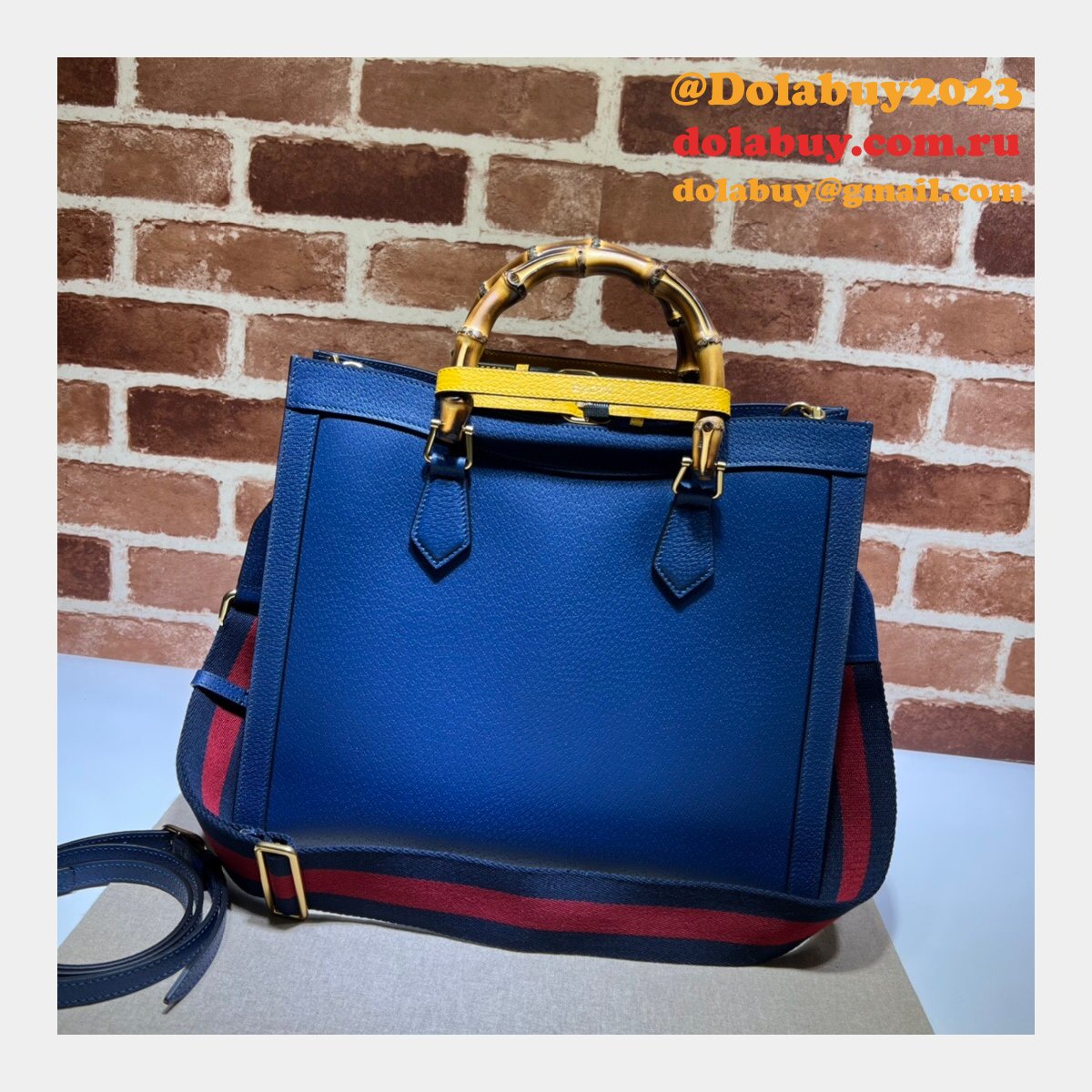 Cheap Gucci Diana tote bag 678842 blue/black leather from china