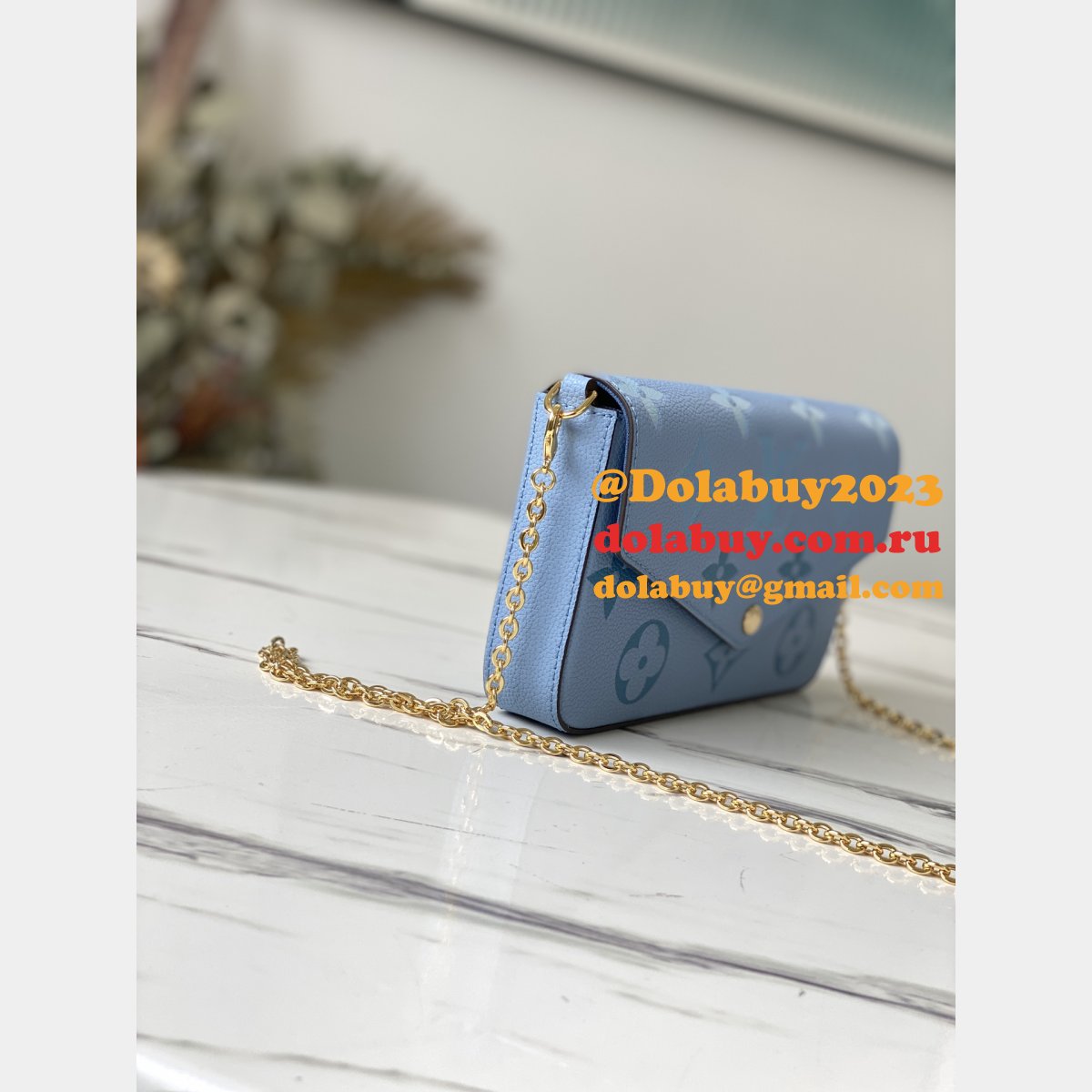 Louis Vuitton Félicie Pochette Monogram Empreinte M80498 Blue Bag