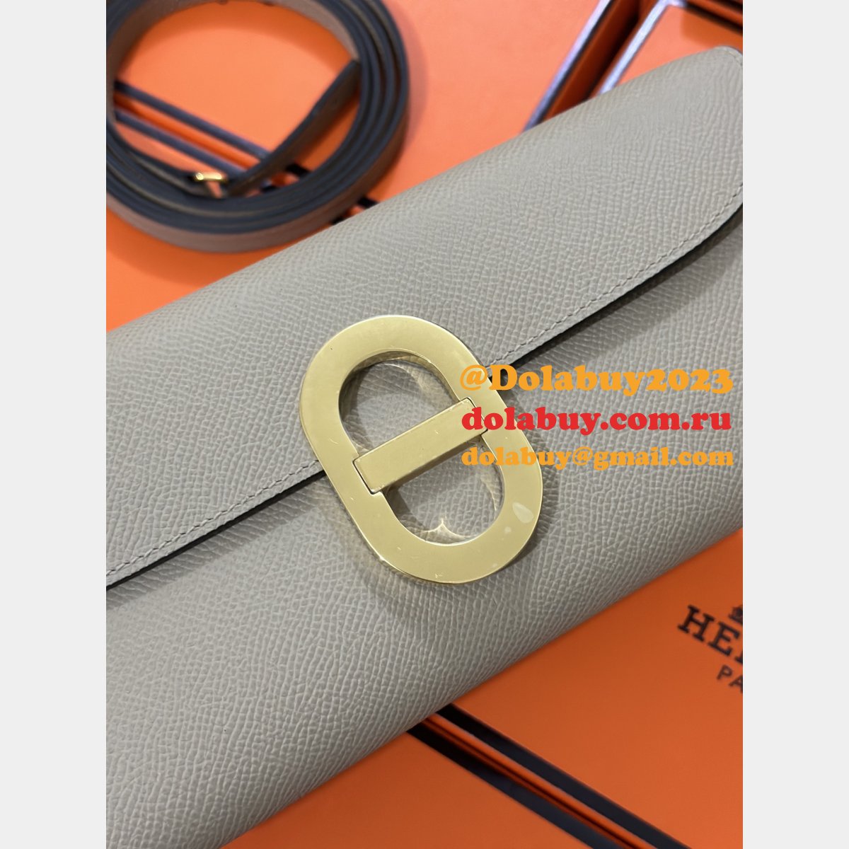 Luxury Hermes D Ancre to go clutch Epsom bag