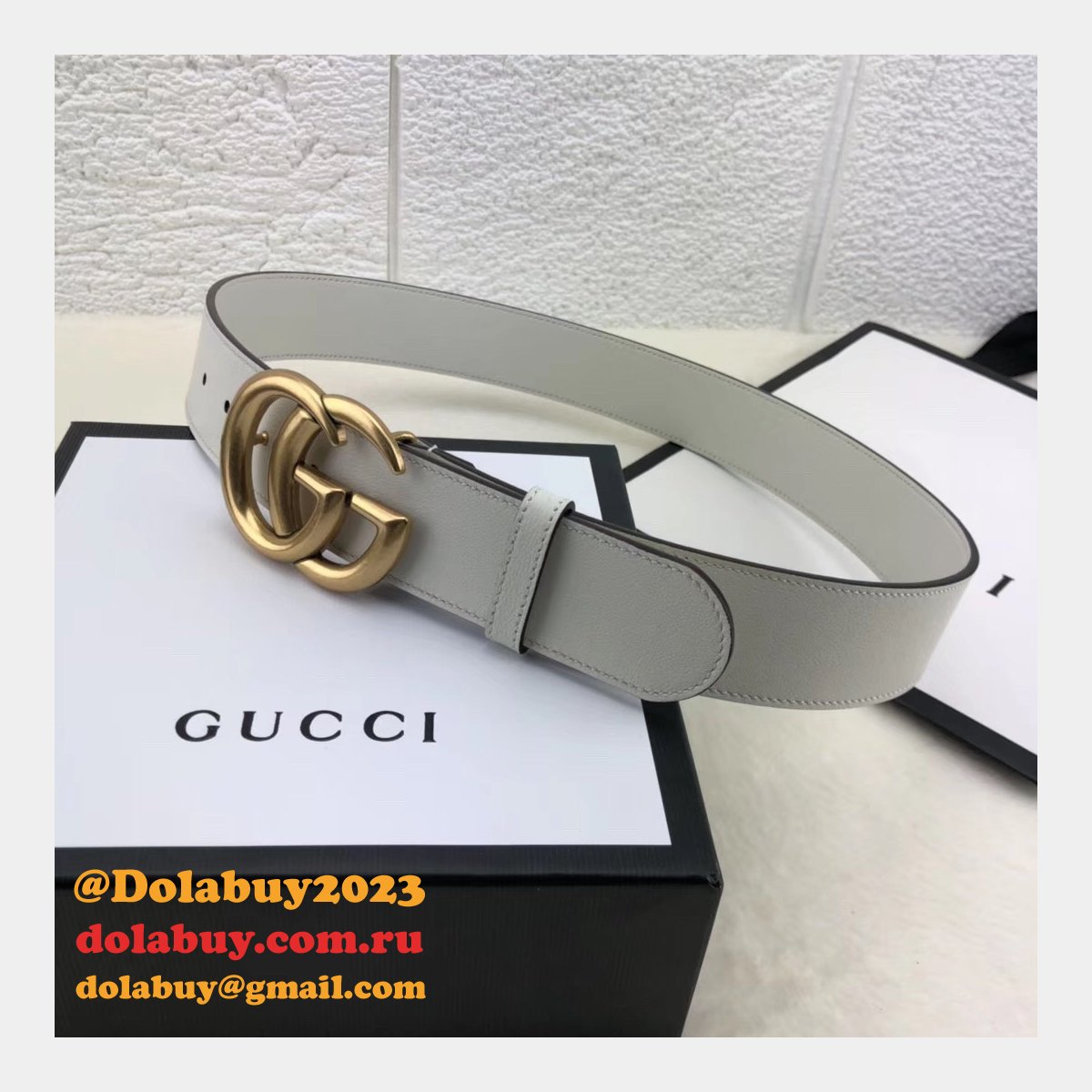 best G*u*i replica leather belt with double g white buckle