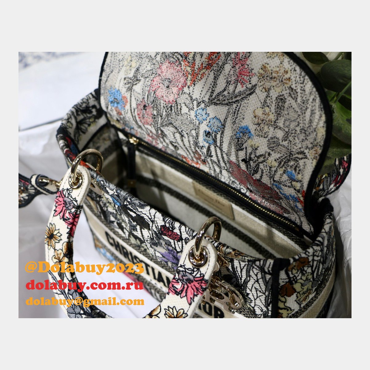 Lady D-Lite Bag Multicolor Lady Dior 24cm Replica Paisley Embroidery