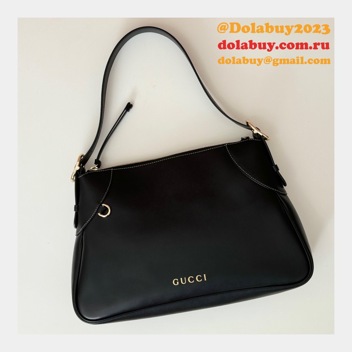 Gucci Duplicate GG Emblem 815217 Shoulder Black Best Bag