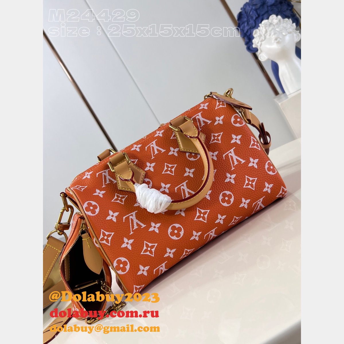 Keepall Bandoulière 50 M24429 Orange Designer Louis Vuitton Copy Bag