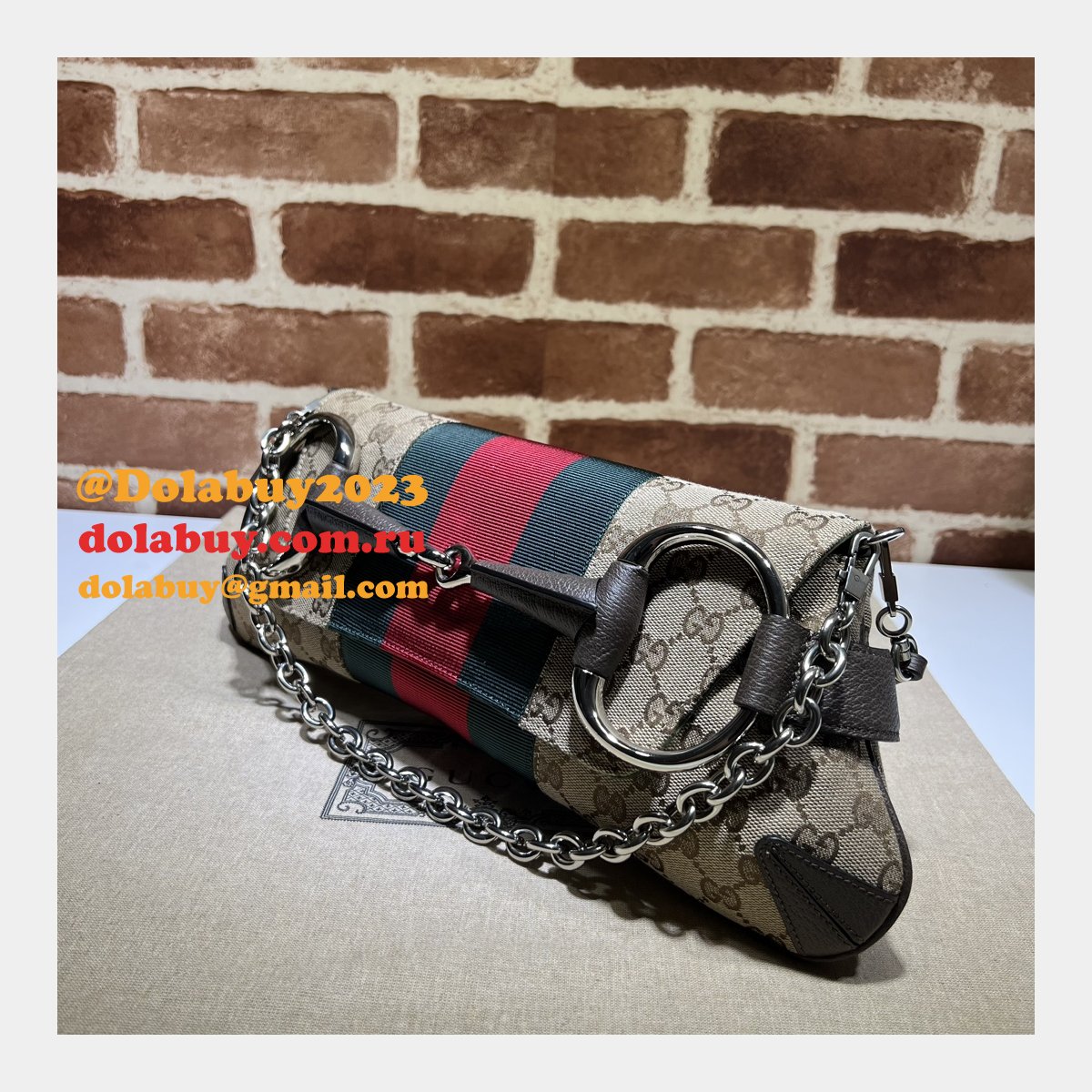 High Quality Gucci Horsebit Chain 764255 Shoulder Knockoff Bag Beige