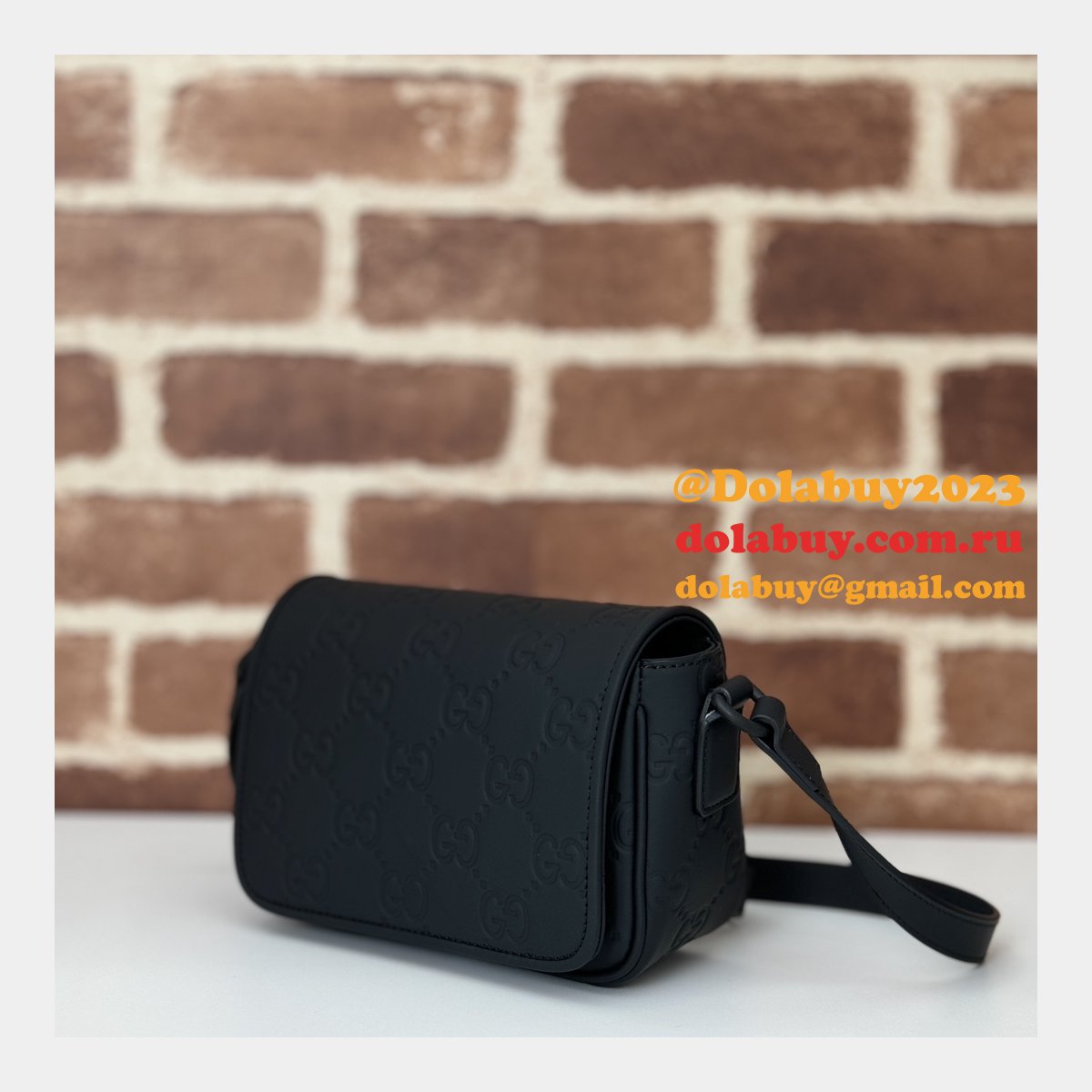 Designer Gucci GG Rubber-effect Super 794062 Black Knockoff Bag