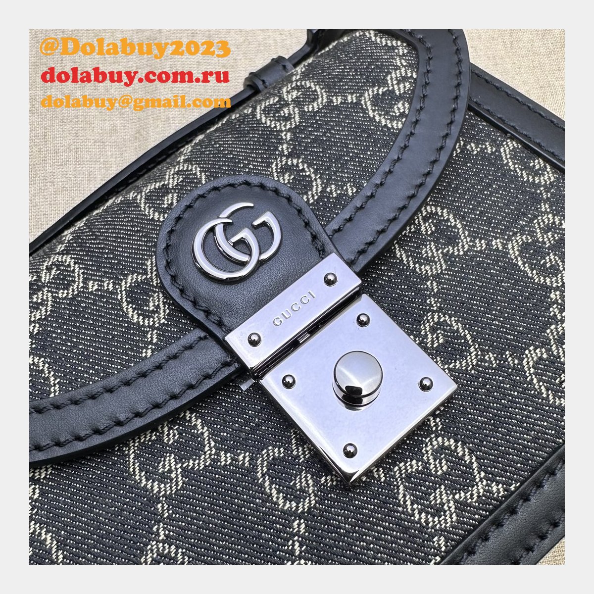 knockoff ophidia gg G*u*i black 696180 shoulder bag