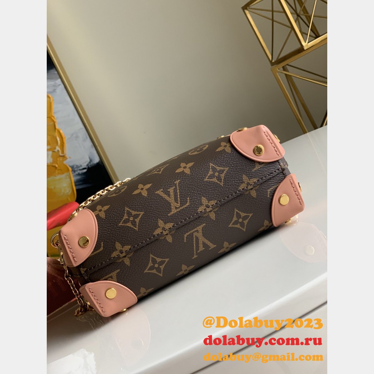 Replica Louis Vuitton Peach Petite Malle Souple Monogram