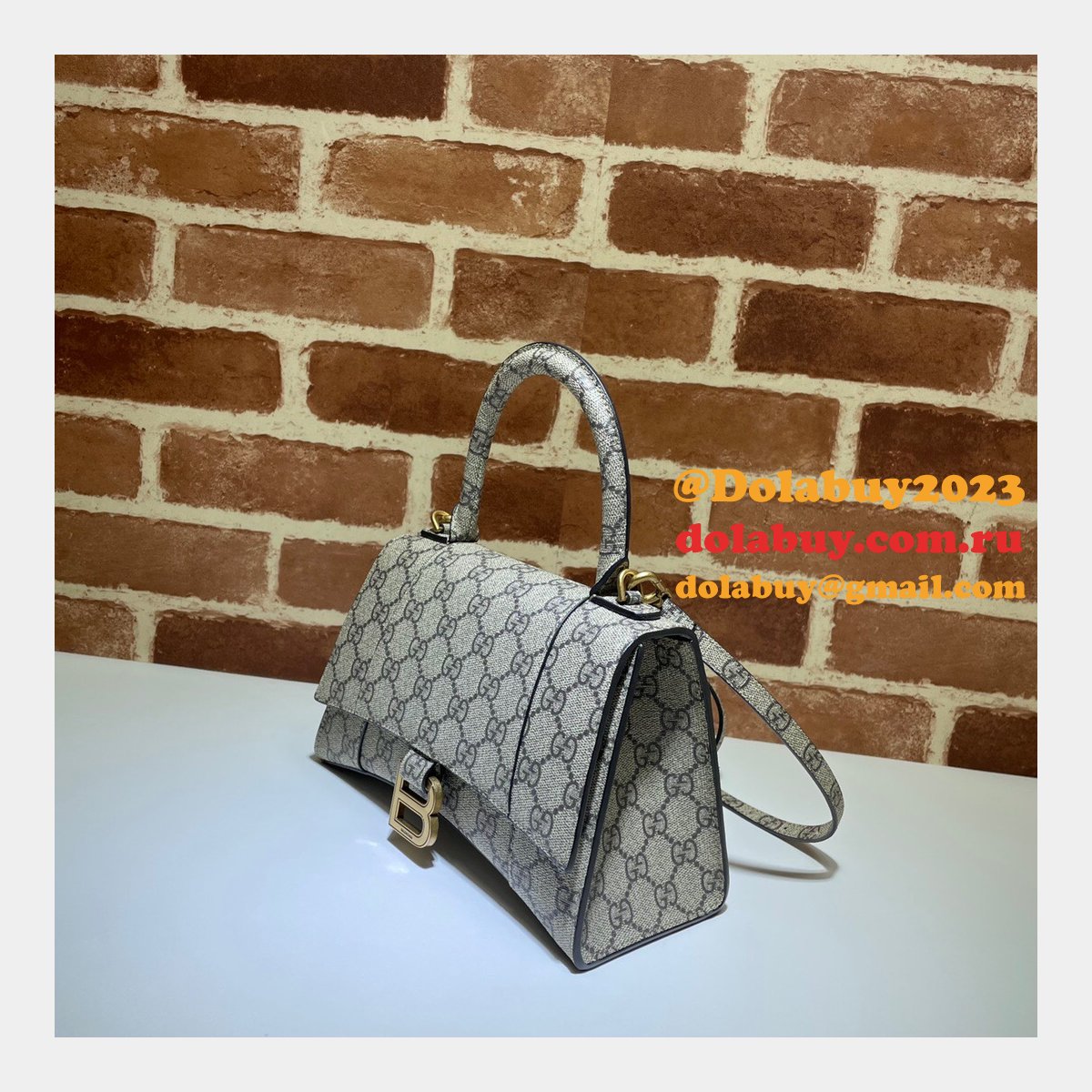 G*u*i x balenciaga top quality 658575 replica hourglass small top handle bag