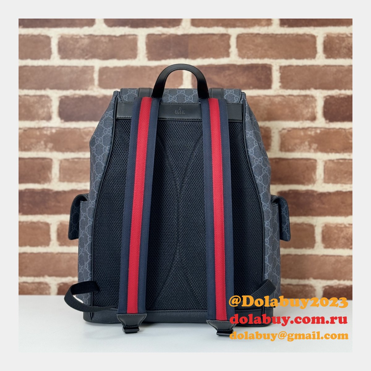Gucci Men 792080 GG Designer Replicas Backpack In Black GG Supreme