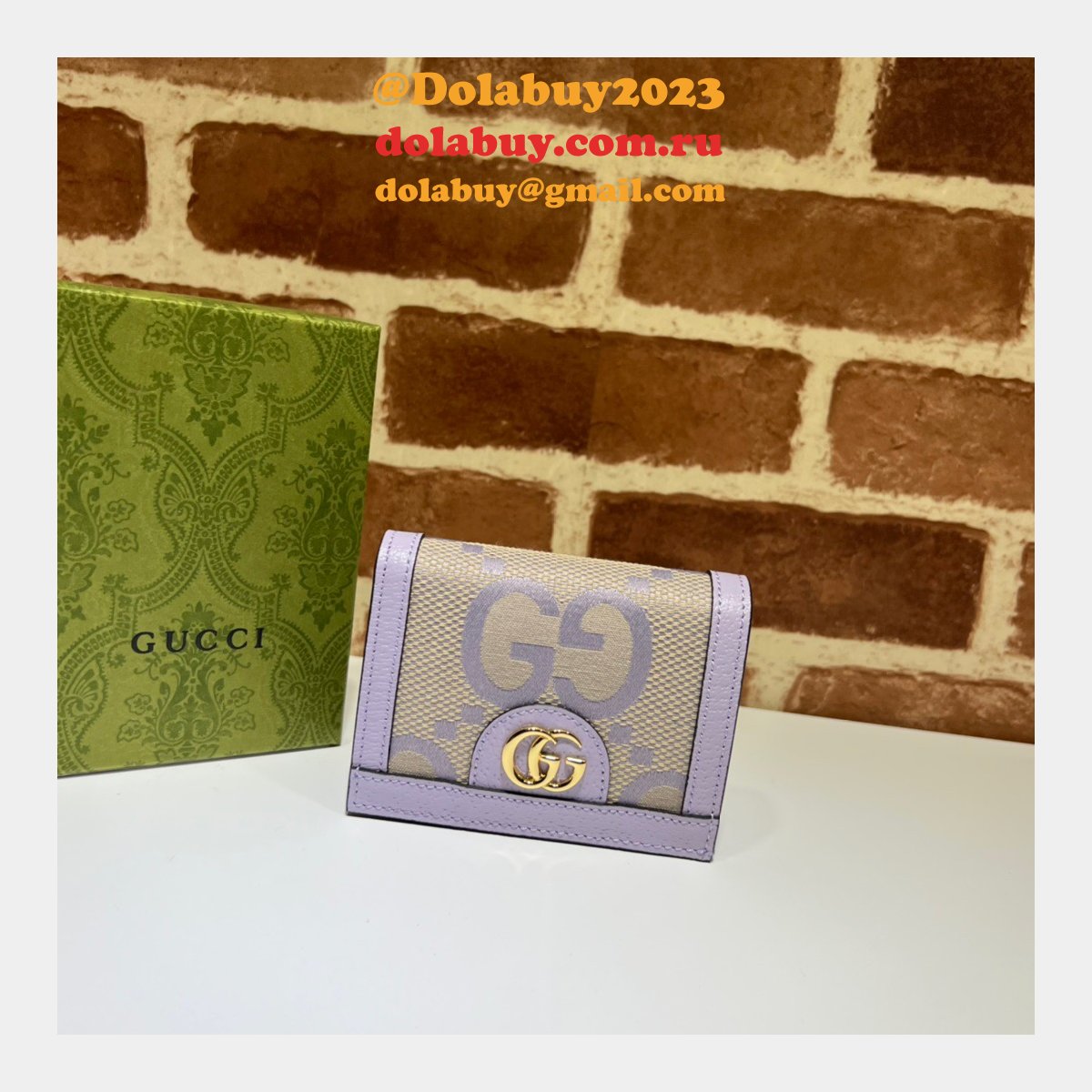 Gucci Knockoff GG Supreme Jumbo Ophidia Card Case 523155 Wallet