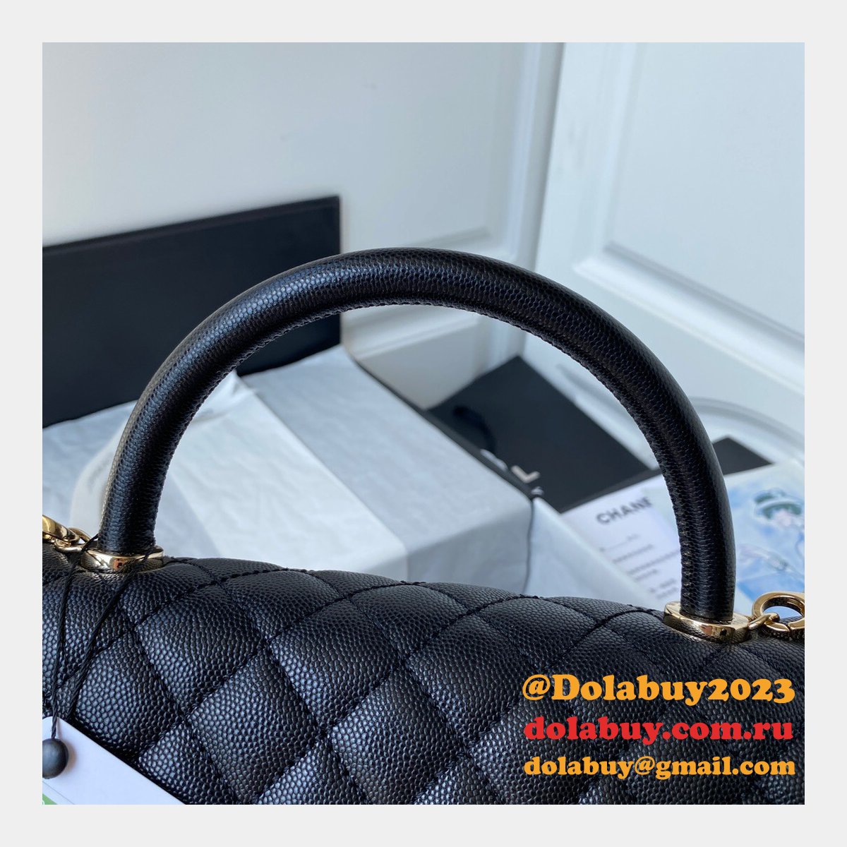 Luxury CC coco handle bag 92991 caviar leather 29cm