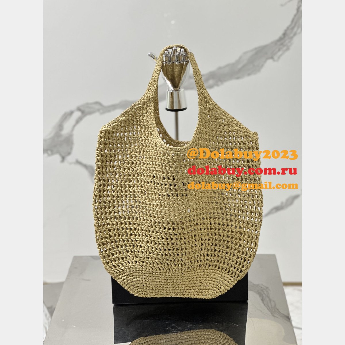 Duplicate prada raffia woven tote bag large 1BG424