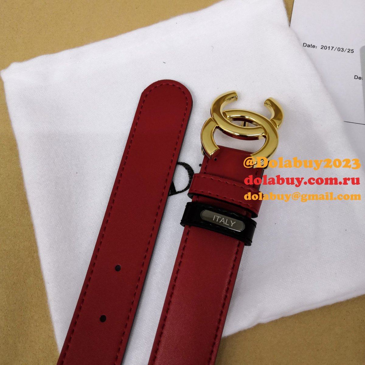 Best Replica CC Double C Belt Red 1153