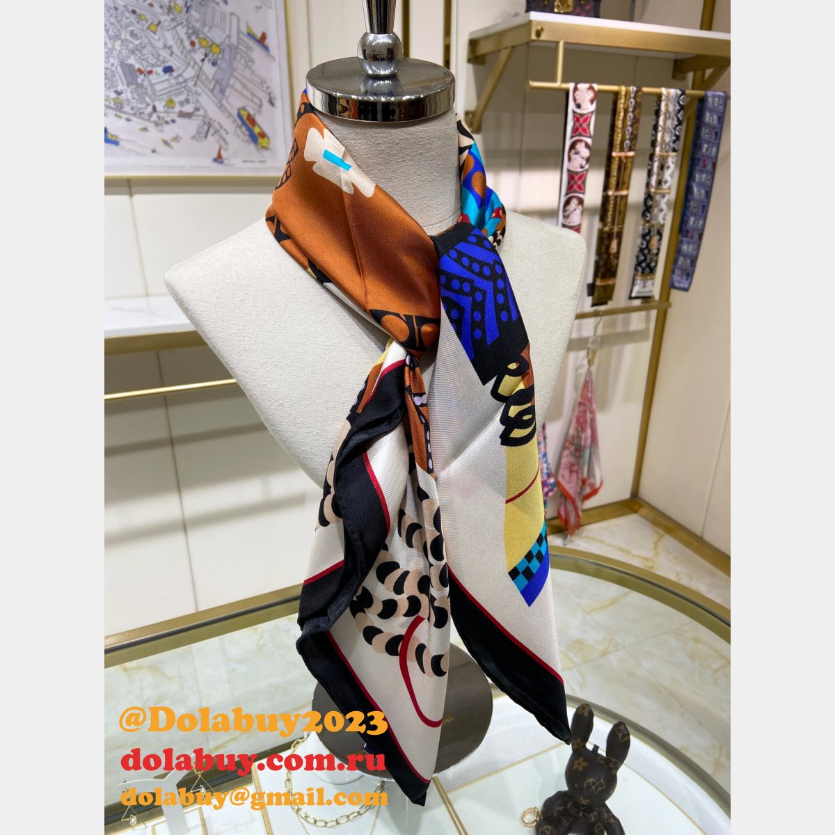 Designer Fake hermes twill silk scarf