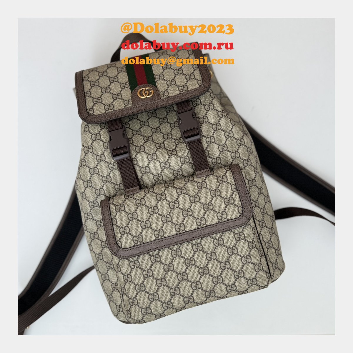Men Gucci 792114 Ophidia Small GG Backpack Ebony Supreme Copy Bag