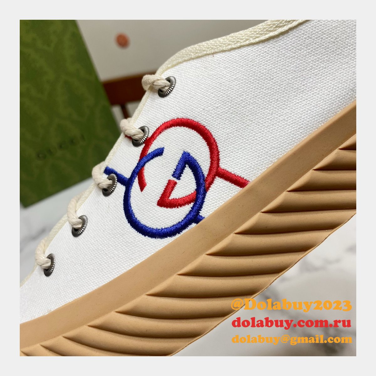 G*u*i shoes replica double g canvas 1:1 mirror high-quality