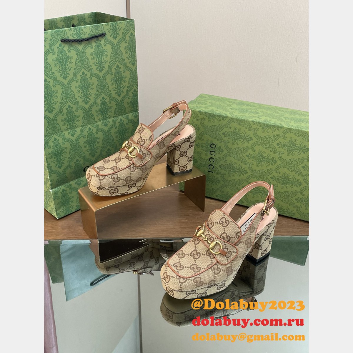 lady horsebit gg G*u*i replicas slingback pumps shoes