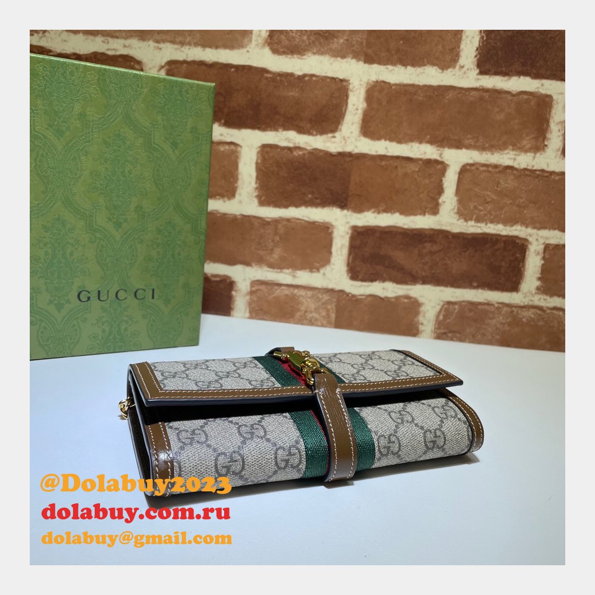 G*u*i replica brown jackie 1961 chain wallet 652681 bag