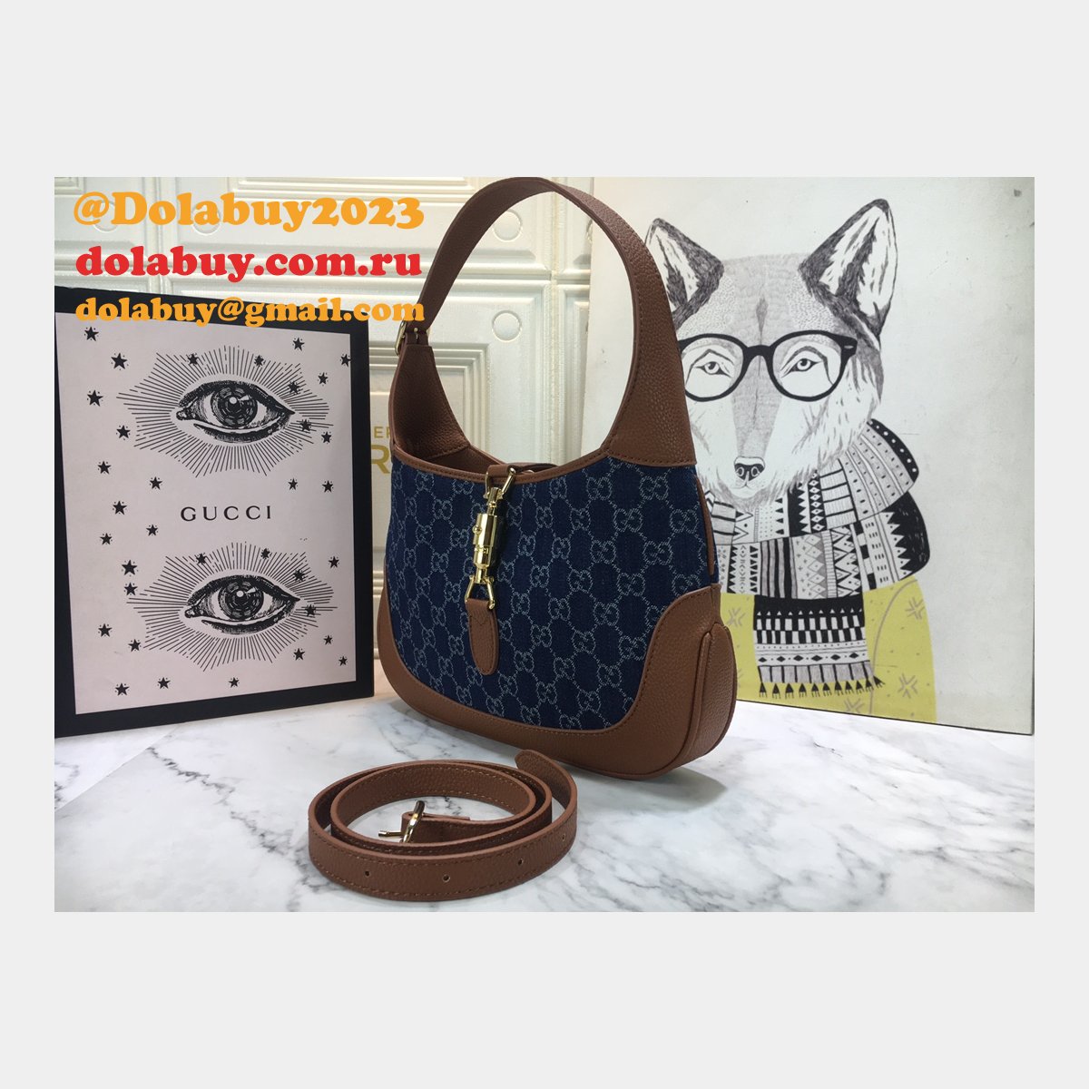 G*u*i 1:1 quality jackie 1961 small shoulder 636706 dark blue bag