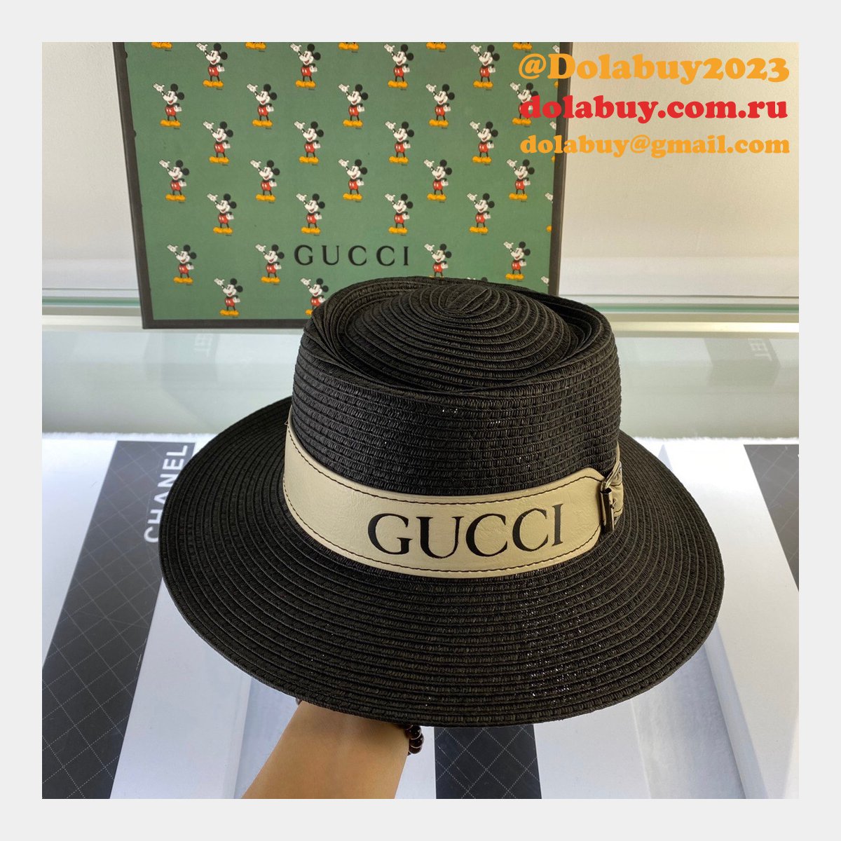 UK Gucci Belt design straw hat