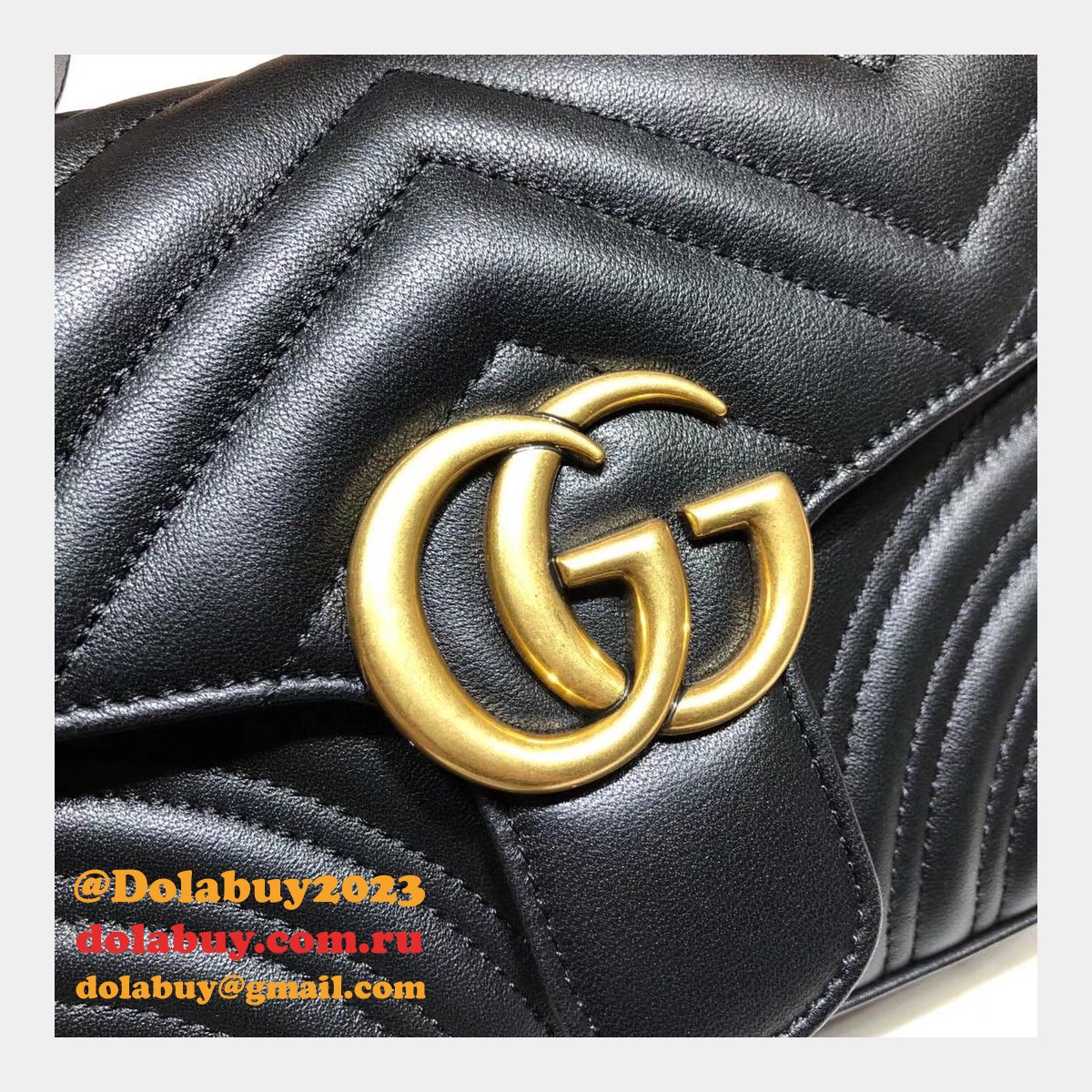 Cheap 547260 Gucci Chevron Leather GG Marmont Mini Top Handle