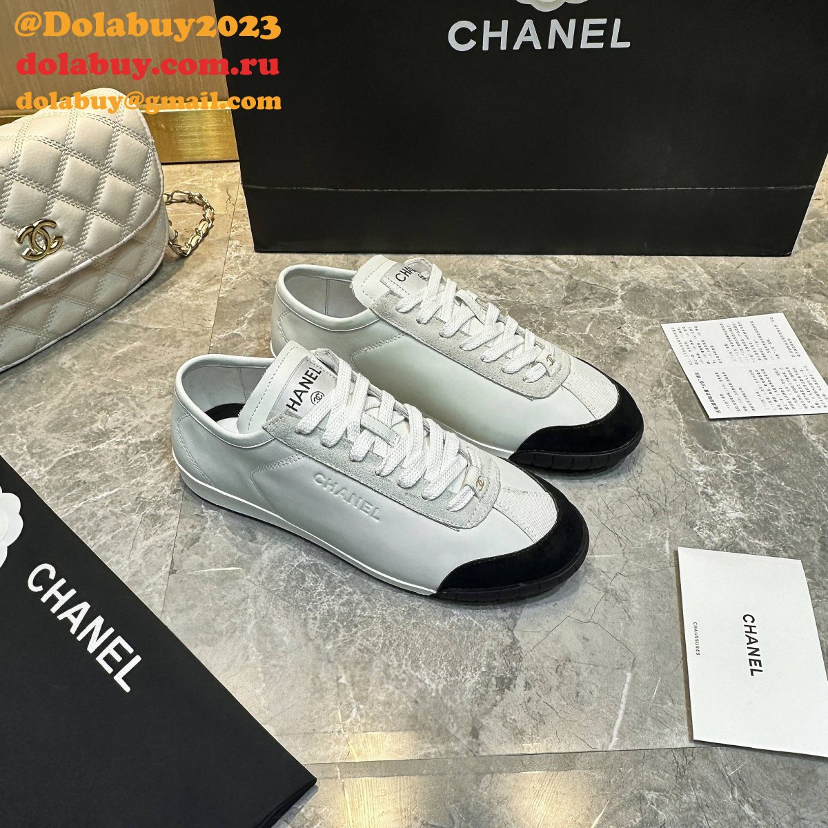 Designer chane Calf leather & calf suede sneaker 2024