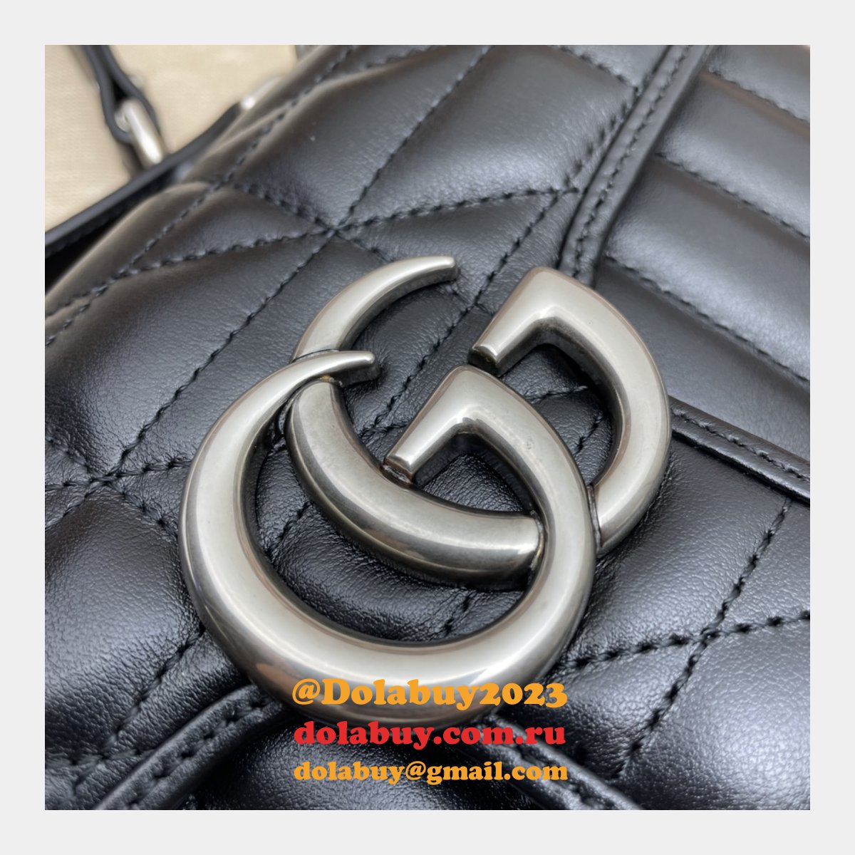 Gucci Designer Copy GG Marmont Matelassé 446744 Black Bag