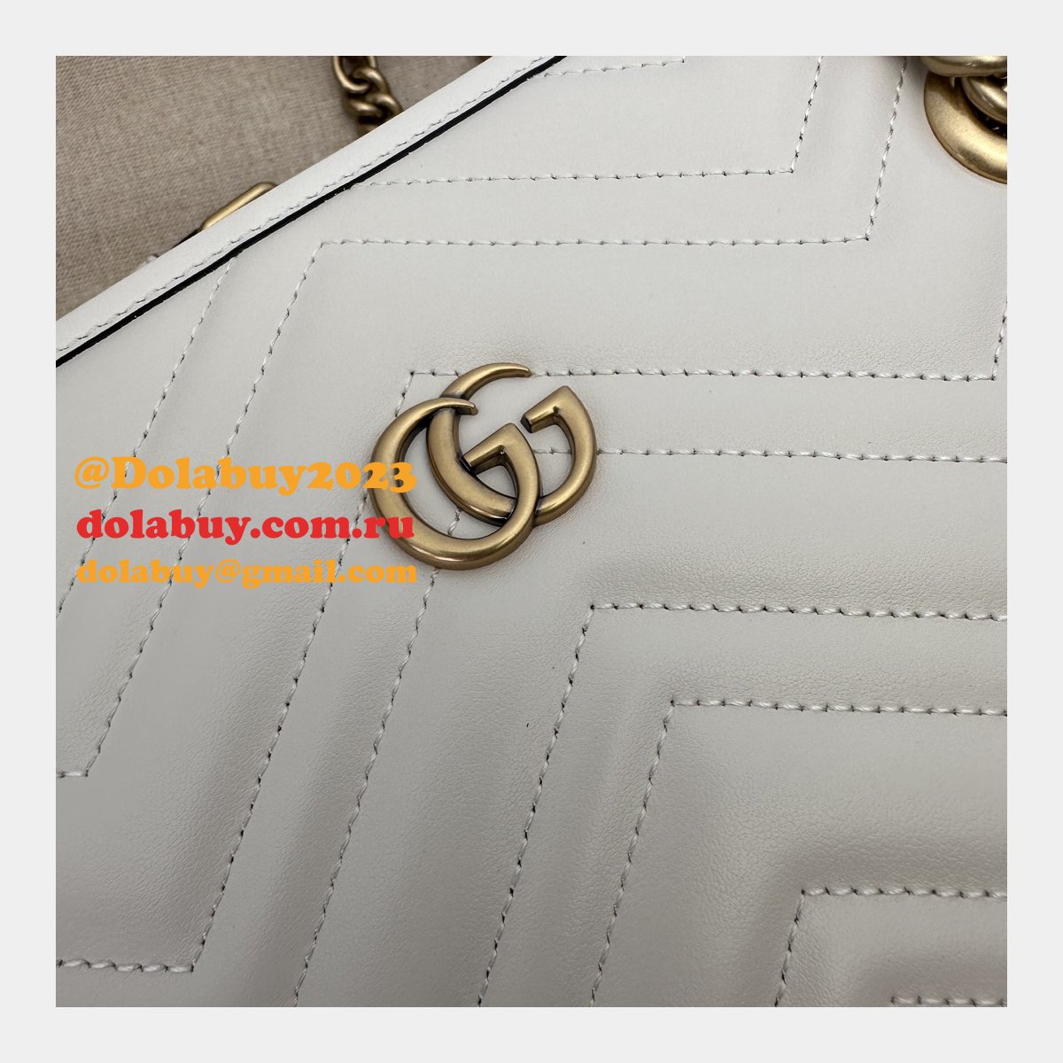 Tote GG Marmont White/Black 779724 Gucci Replica Bag