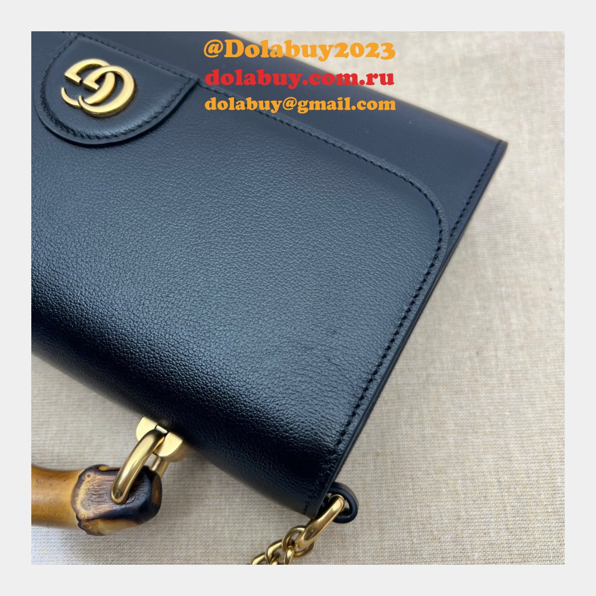 Gucci Replica 675794 Diana small shoulder bag in black/brown
