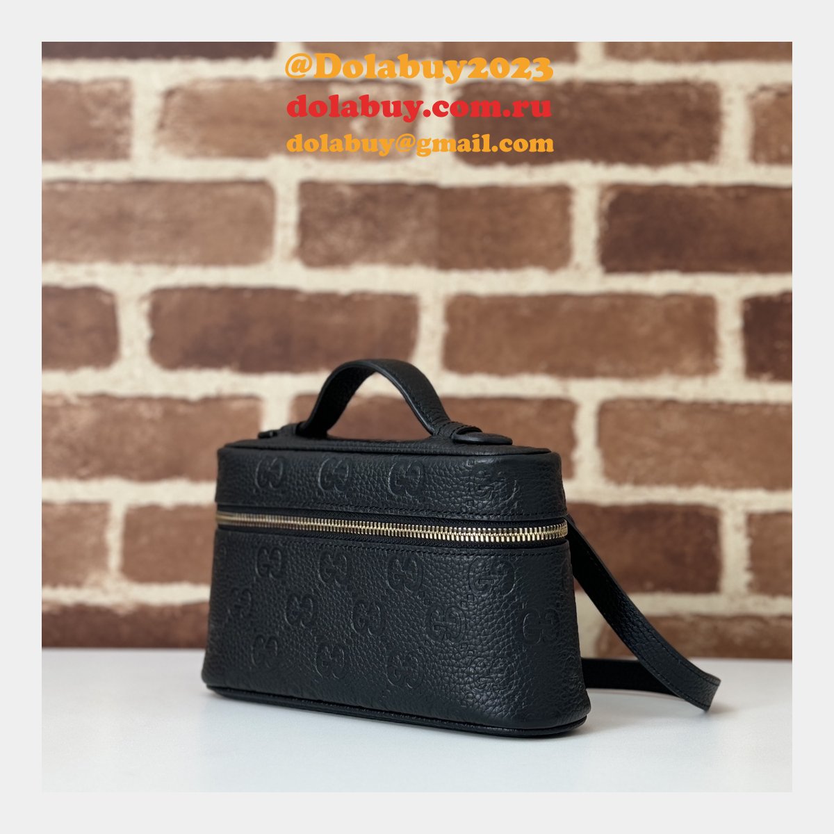Replica Gucci GG Emblem Super Mini 1:1 Mirror 815949 Black Bag