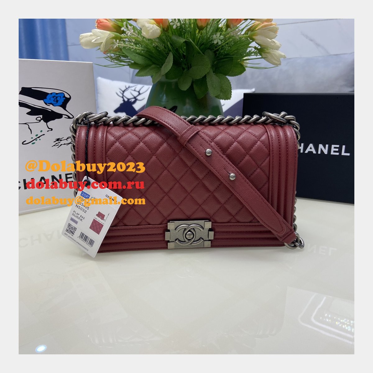 Replica CC Le Boy Flap Bag caviar leather 25CM
