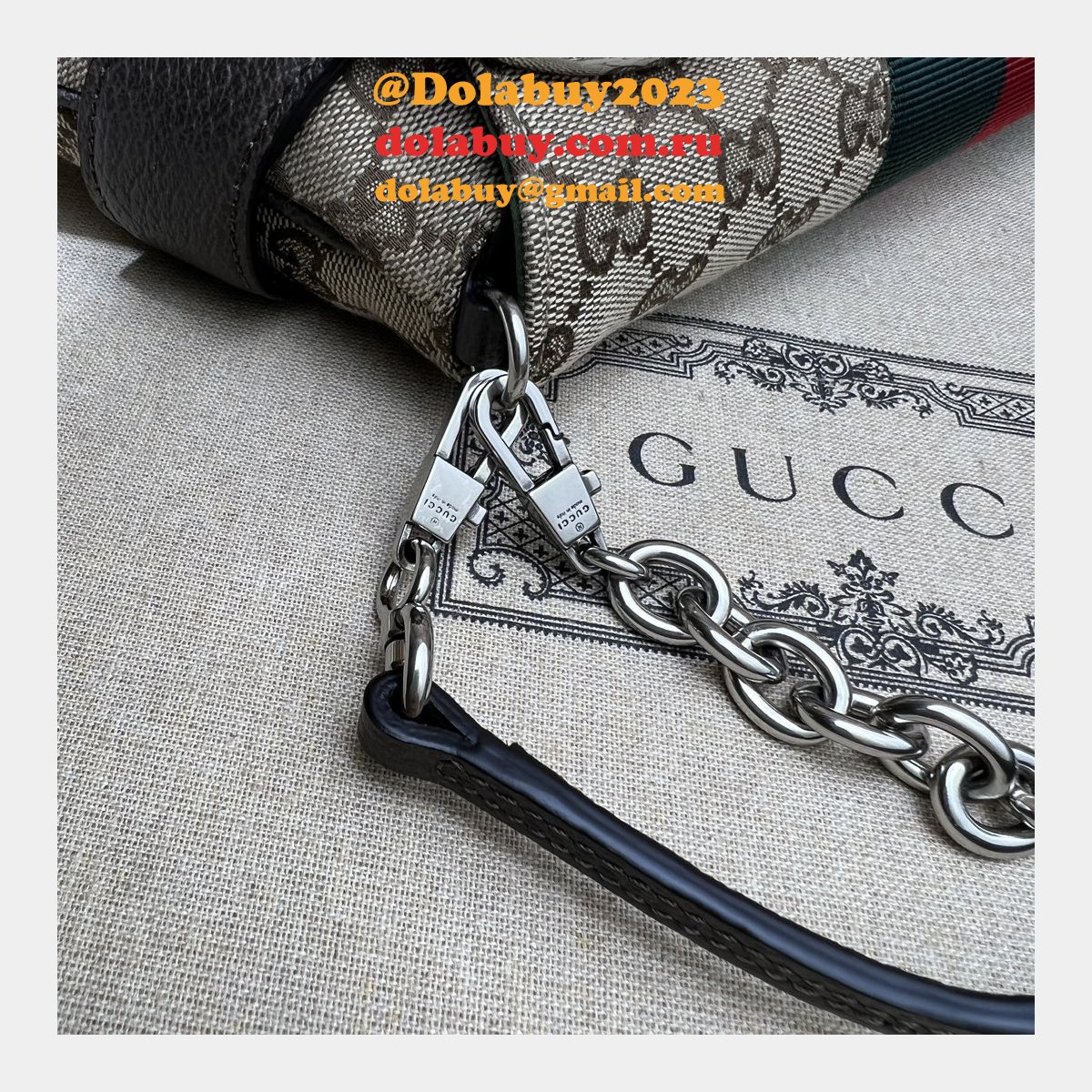 High Quality Gucci Horsebit Chain 764255 Shoulder Knockoff Bag Beige