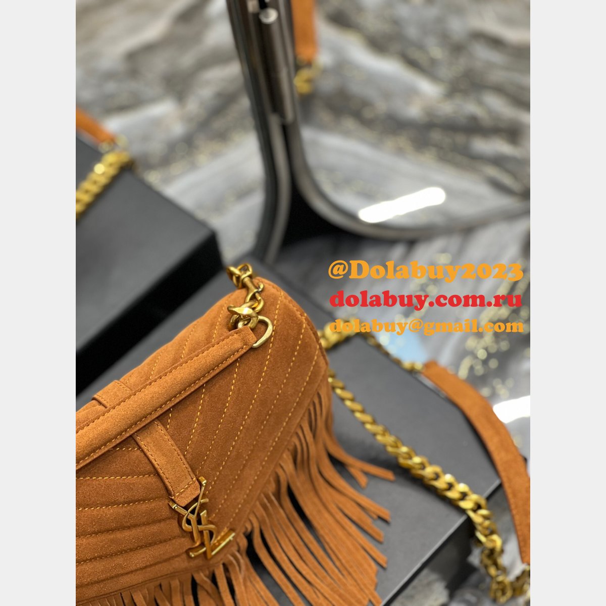 Replica Yves Saint Laurent 392737 AAA Chain Light Suede China Bag