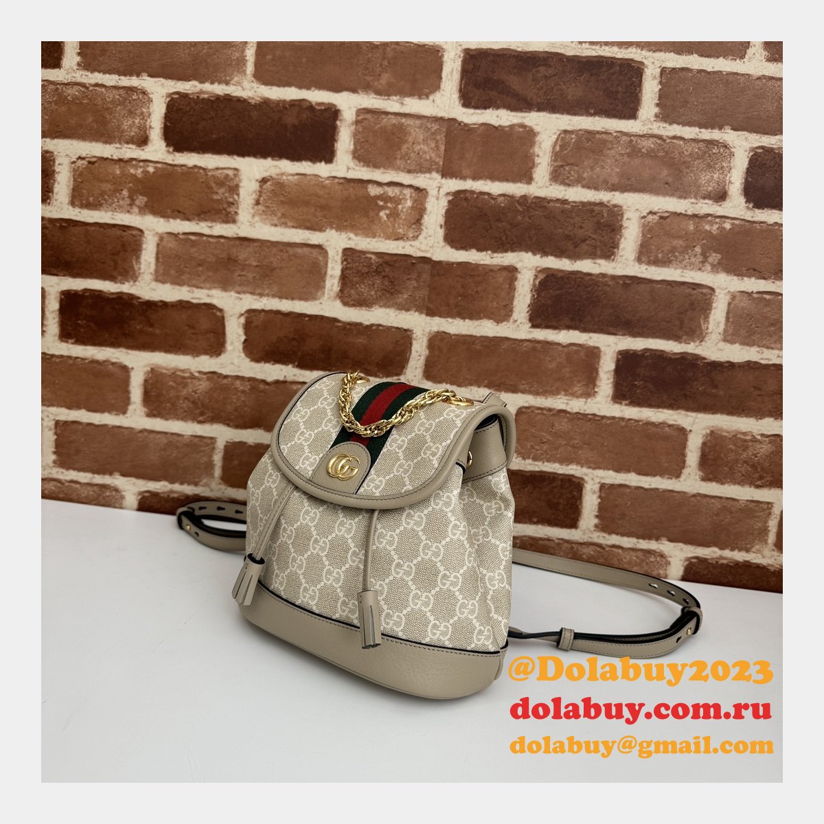 Ophidia Gucci Backpack Ebony Supreme #795221 Replica Handbag